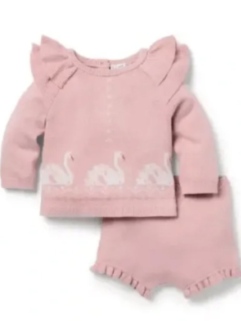 Janie and Jack Blush Sweater Set with Swan Motif